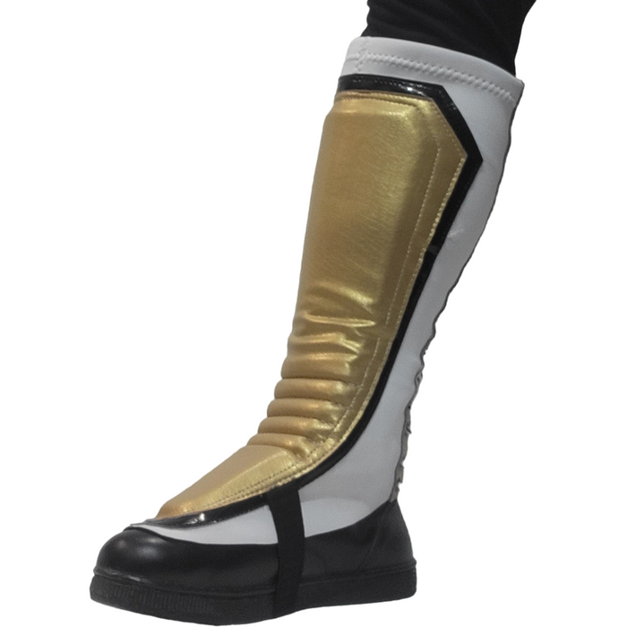 Lace up Gold Natural trimmed in black on white sock