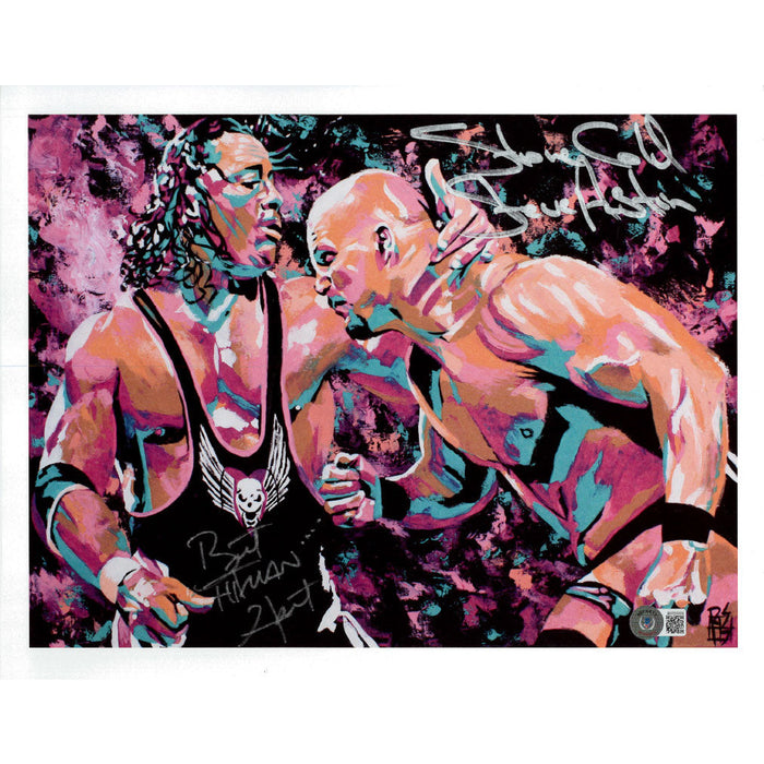 Bret Hart vs Stone Cold Steve Austin Schamberger 11 x 14 Poster - BECKETT DUAL AUTOGRAPHED
