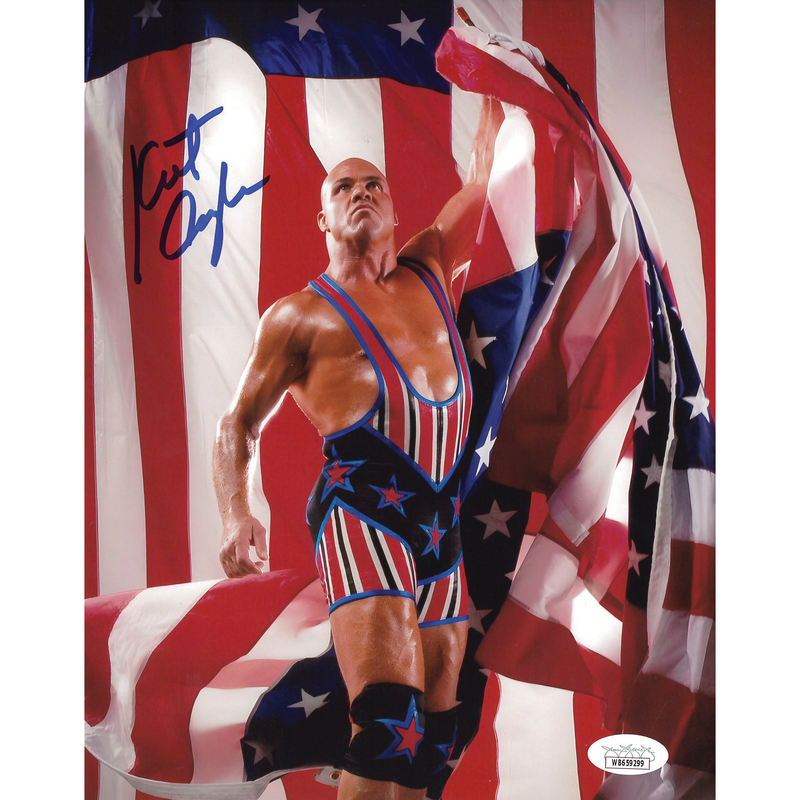 Kurt Angle Flag 8 x 10 Promo - JSA AUTOGRAPHED
