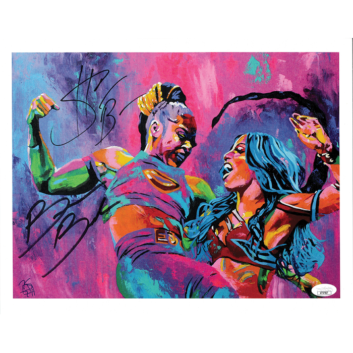 Bianca Belair vs Sasha Banks WM37 Schamberger 11 x 14 Poster - JSA DUAL AUTOGRAPHED