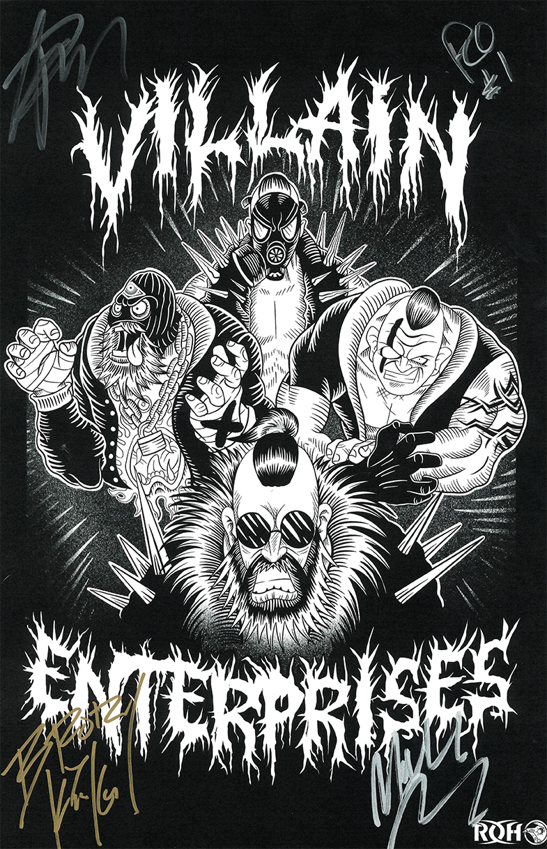 Villain Enterprises ROH 11 x 17 Poster - QUADRUPLE AUTOGRAPHED