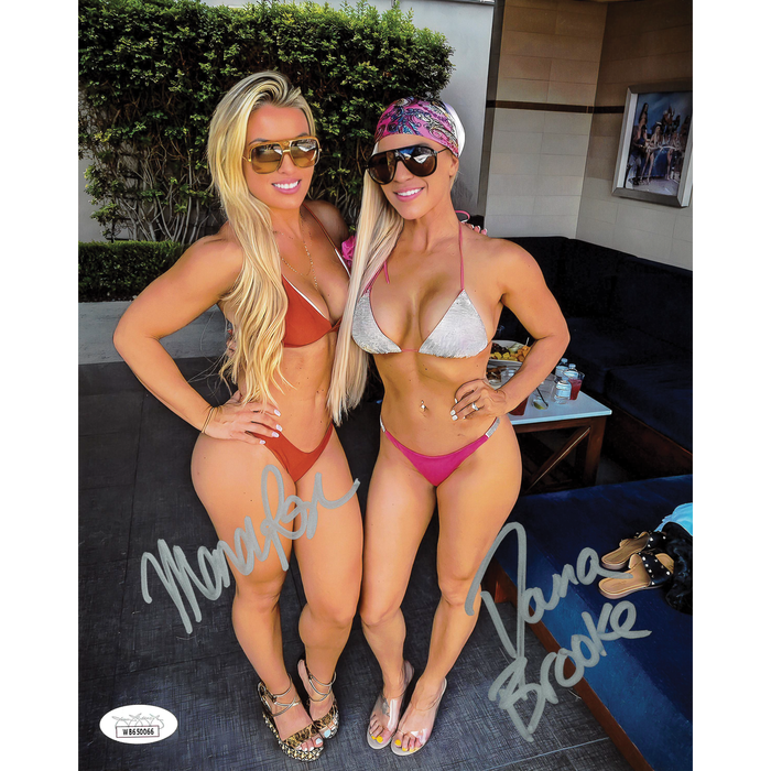 Dana Brooke & Mandy Rose Red and White 8 x 10 Promo - JSA DUAL AUTOGRAPHED