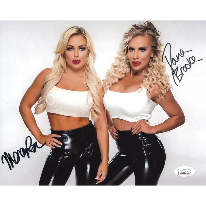 Dana Brooke & Mandy Rose White Top 8 x 10 Promo - JSA DUAL AUTOGRAPHED