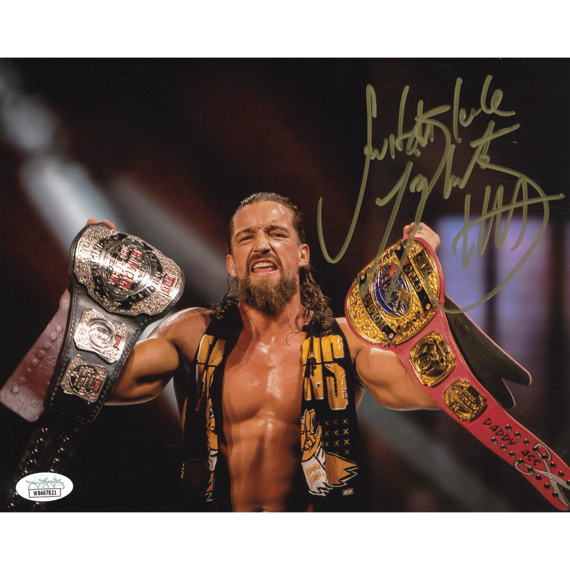 Jay White Unified Trios Belts 8 x 10 Promo - JSA AUTOGRAPHED