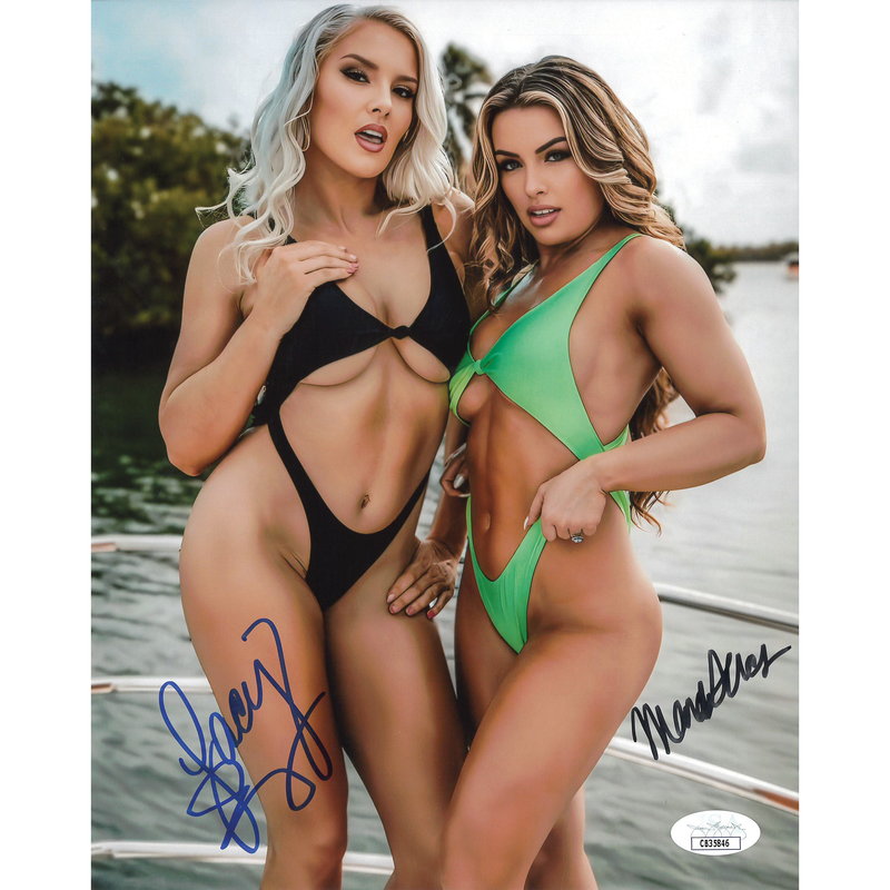 Mandy Sacs & Lacey Evans Green and Black 8 x 10 Promo - JSA DUAL AUTOGRAPHED
