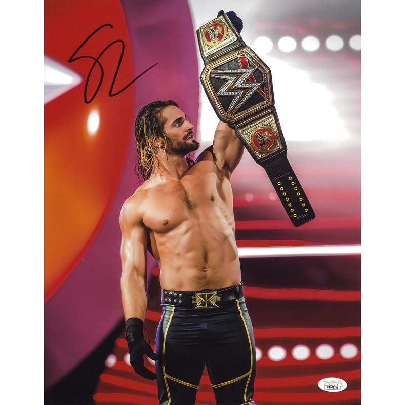 Seth Rollins WWE World Title WM31 11 x 14 Poster - JSA AUTOGRAPHED