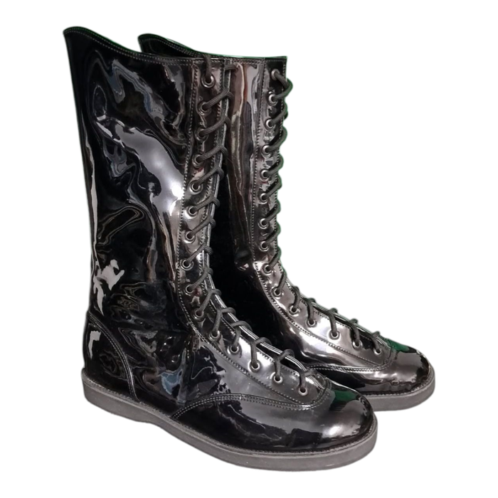 Black Patent Wrestling Boots