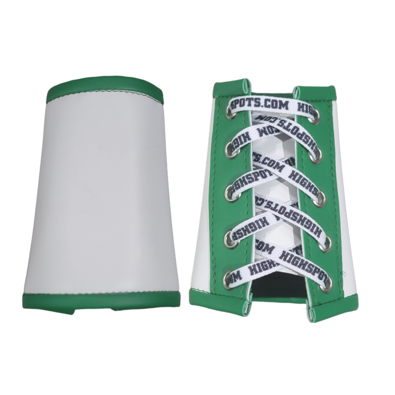 White w/ Green Trim Lace-Up Gauntlets