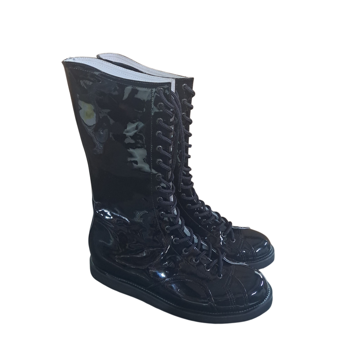 Black Patent Wrestling Boots