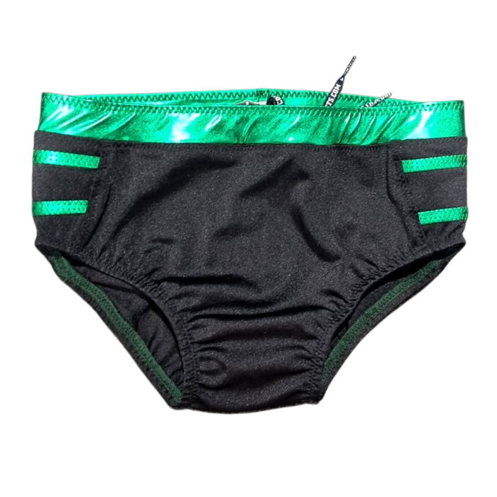 Black with Metallic green waist and stripes