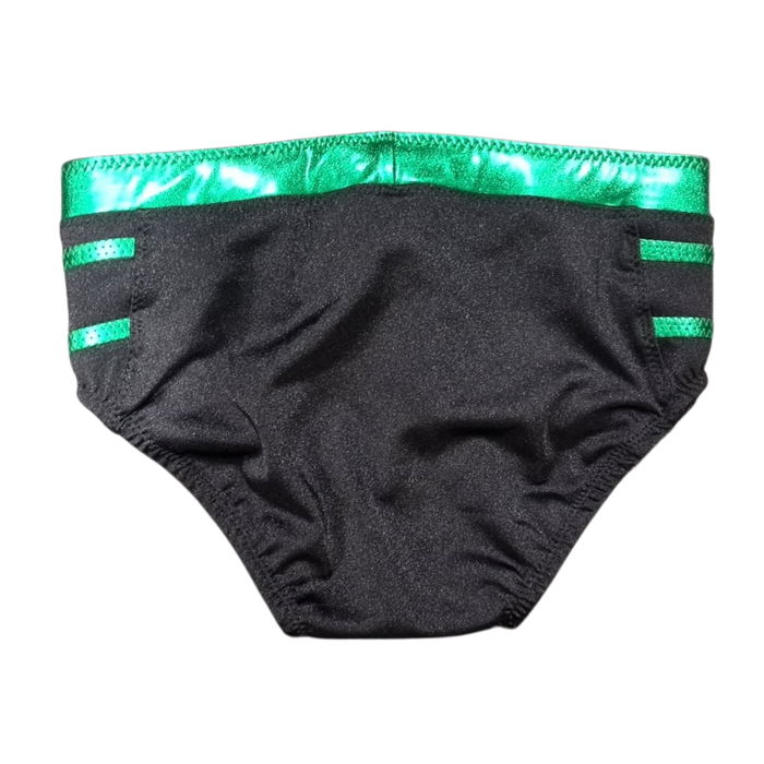 Black with Metallic green waist and stripes
