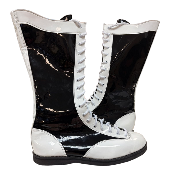Black Patent w/ White Patent Wing Tip Boots
