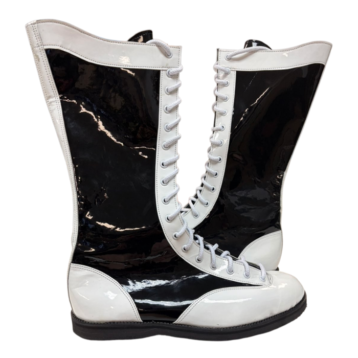Black Patent w/ White Patent Wing Tip Boots