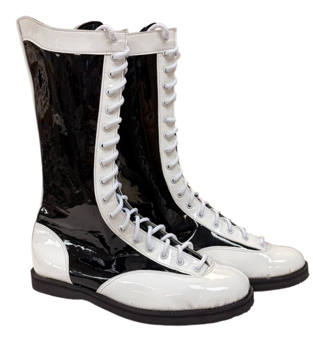 Black Patent w/ White Patent Wing Tip Boots