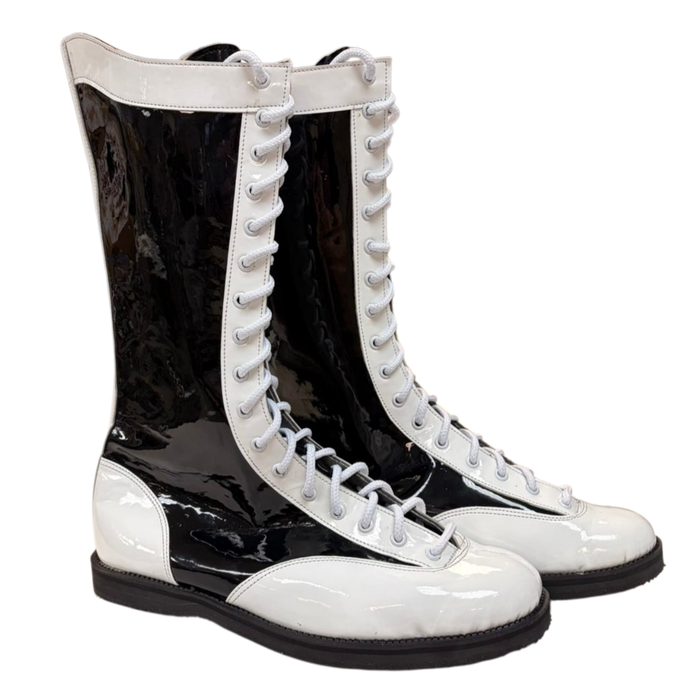 Black Patent w/ White Patent Wing Tip Boots
