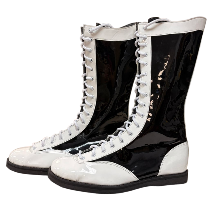 Black Patent w/ White Patent Wing Tip Boots