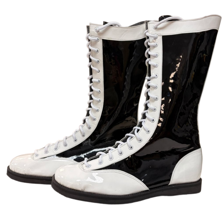 Black Patent w/ White Patent Wing Tip Boots