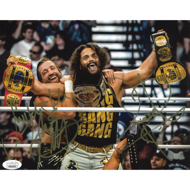 Jay White & Juice Robinson In Ring Unified Trios Belts 8 x 10 Promo - JSA DUAL AUTOGRAPHED