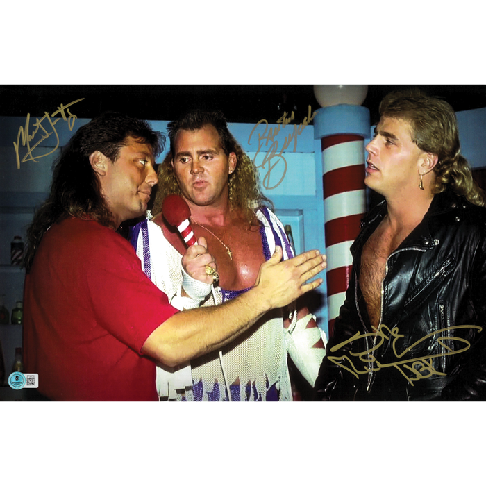 The Rockers & Brutus Beefcake Barbershop 11 x 17 Poster - BECKETT TRIPLE AUTOGRAPHED