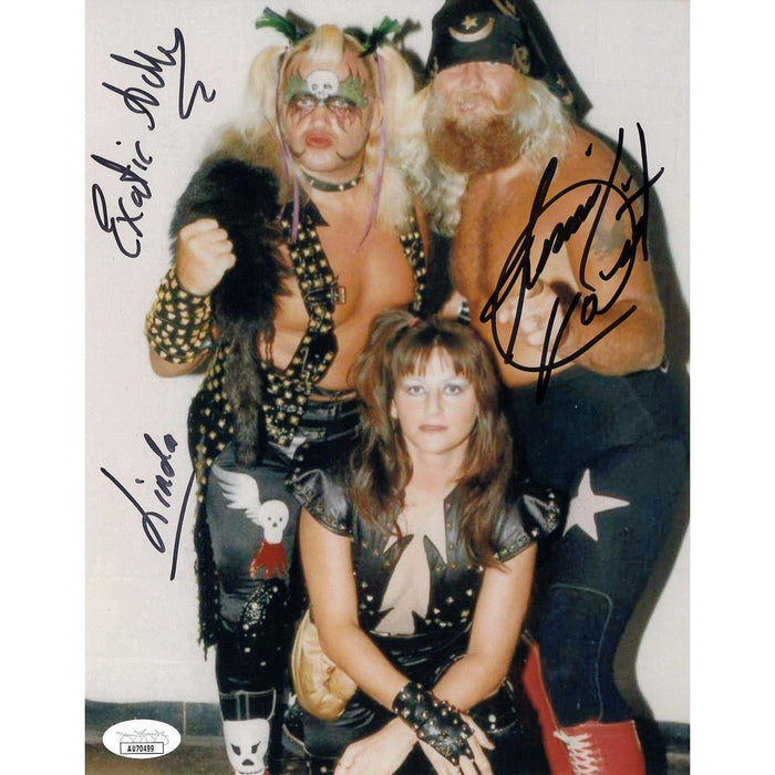 Adrian Street, Miss Linda, & Jimmy Valiant White BG 8 x 10 Promo - JSA TRIPLE AUTOGRAPHED