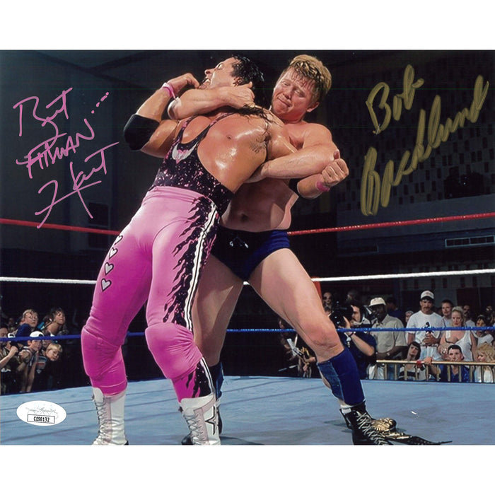 Bob backlund x Bret hart 8x10 - JSA Autographed