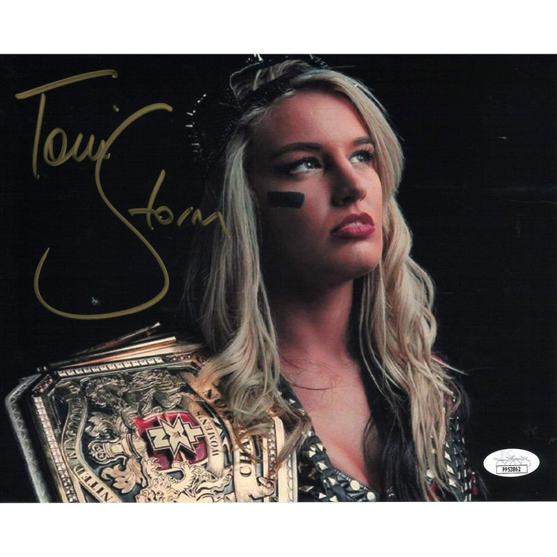 Toni Storm Black BG NXT UK Title 8 x 10 Promo - JSA AUTOGRAPHED