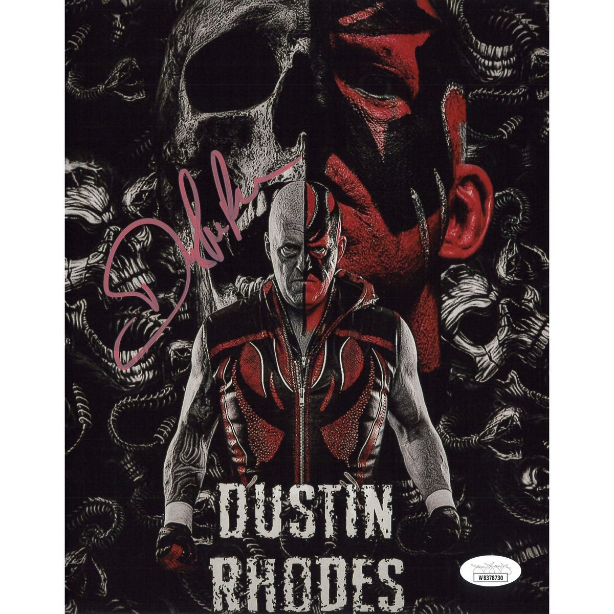 Dustin Rhodes Half Skull Face 8x10 - JSA Autographed — Highspots.com