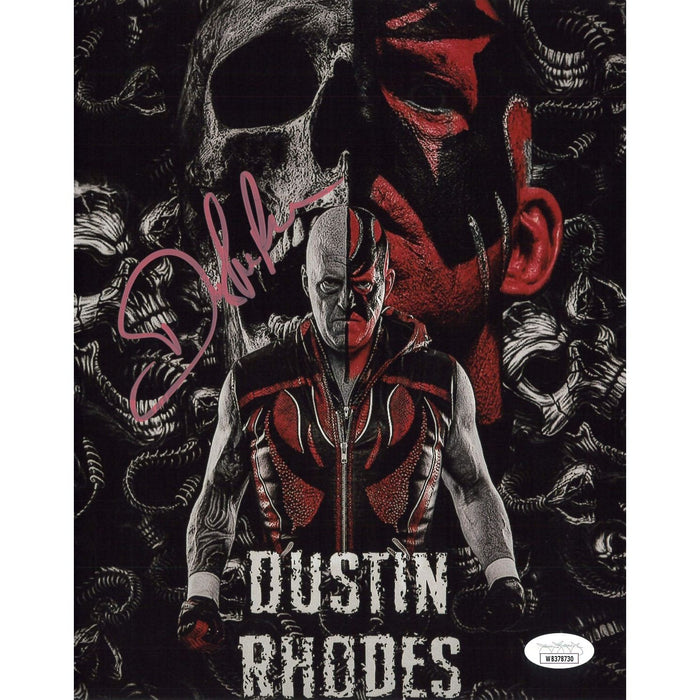 Dustin Rhodes Half Skull Face 8x10 - JSA Autographed