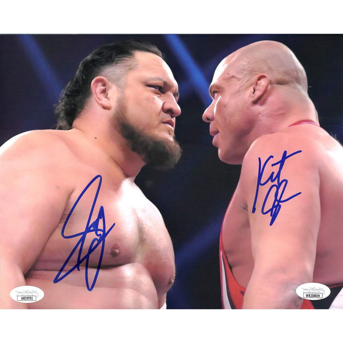 Kurt Angle vs Samoa Joe Face to Face 8 x 10 Promo - JSA DUAL AUTOGRAPHED
