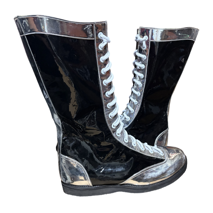 Black Patent w/ Chrome Patent Wing Tip Boots