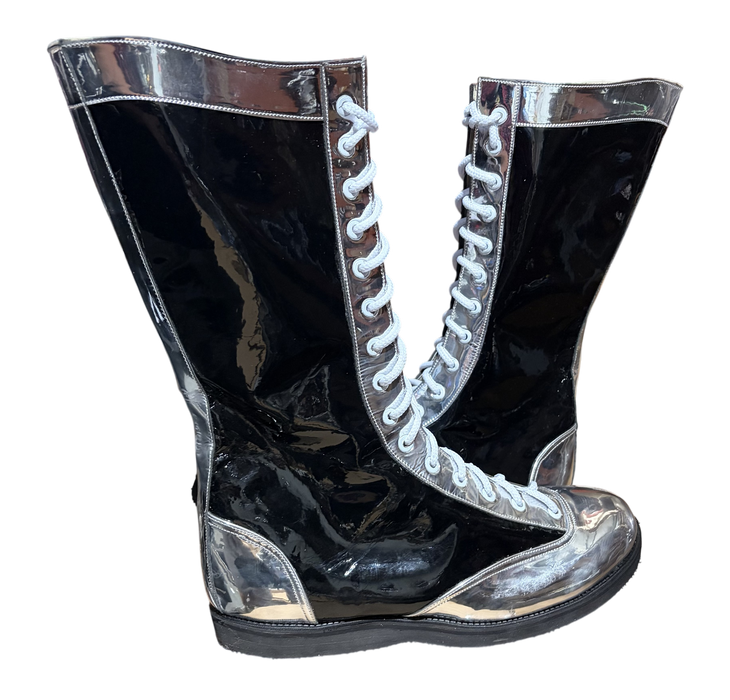 Black Patent w/ Chrome Patent Wing Tip Boots