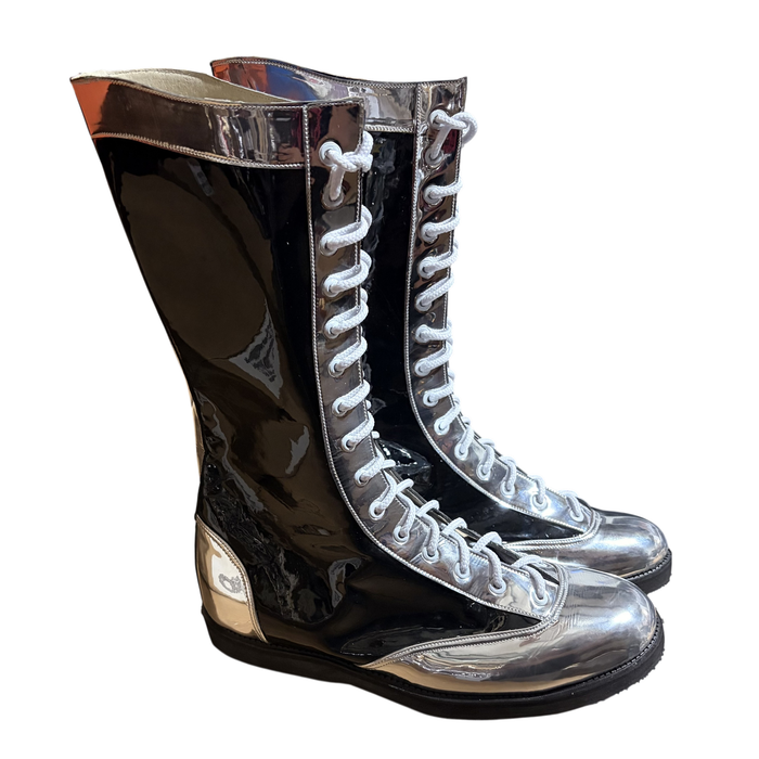 Black Patent w/ Chrome Patent Wing Tip Boots