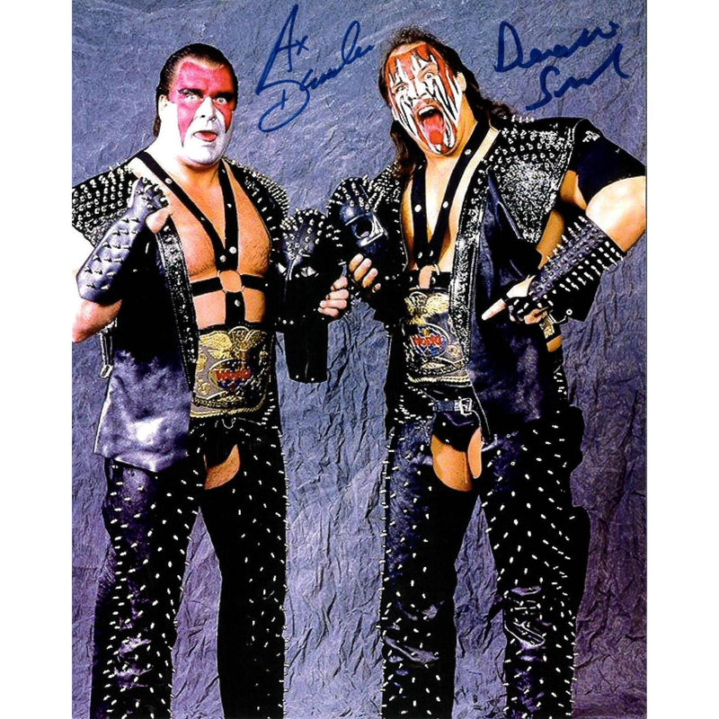 Demolition Tag Titles Blue BG 8 x 10 Promo - DUAL AUTOGRAPHED