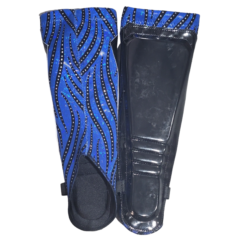 Patent Black on Hologram Spandex with Black Striped Rhinestones