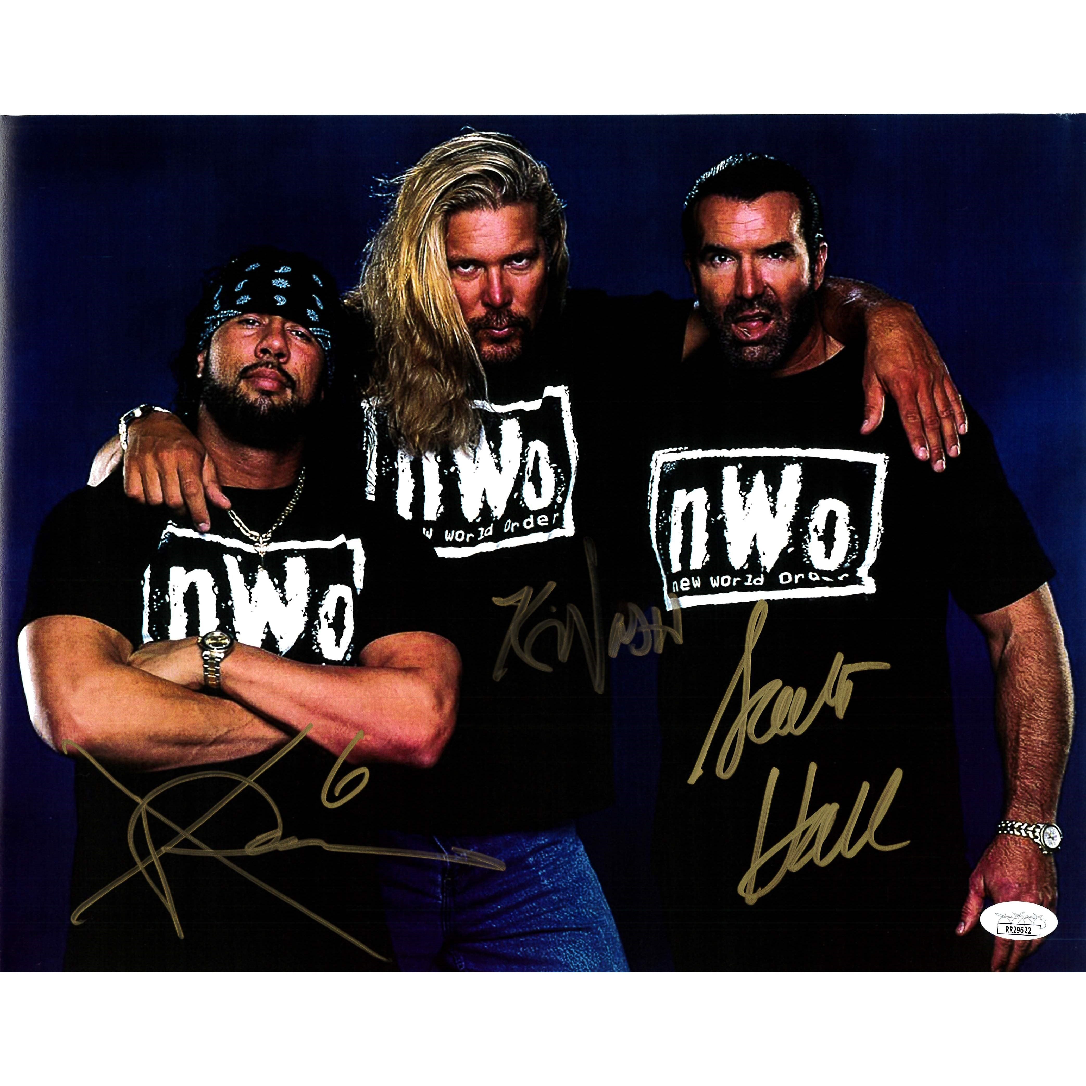 NWO Wolfpac 11 x 14 Poster - JSA TRIPLE AUTOGRAPHED — Highspots.com