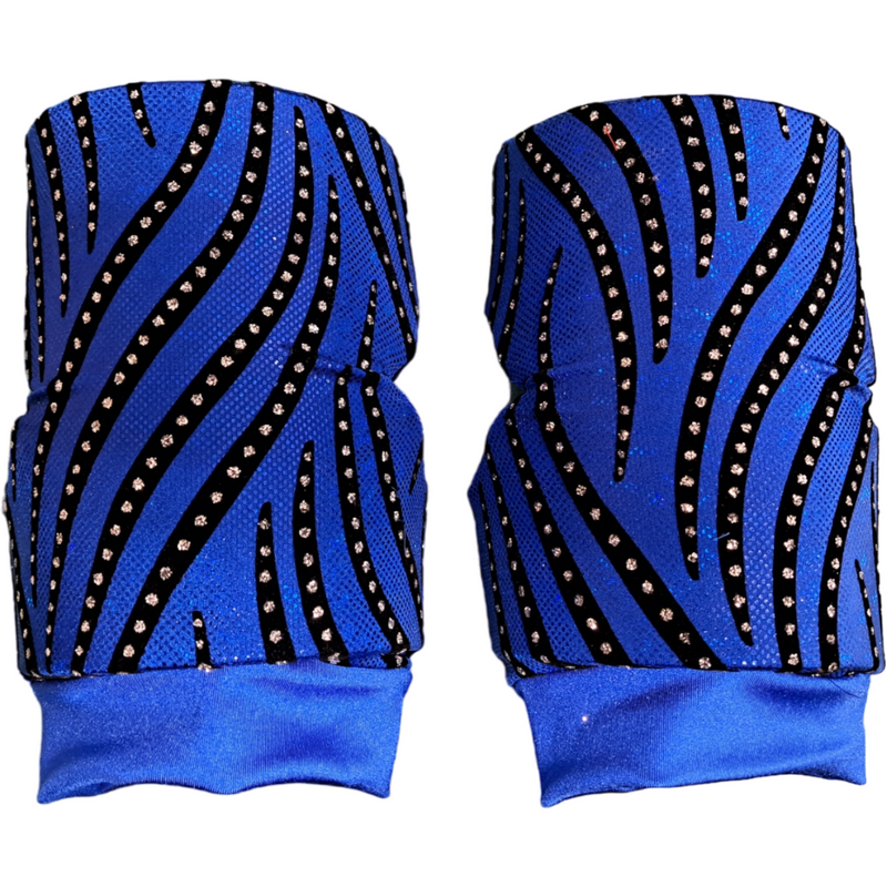 AMA Basic Hologram Spandex with Black Striped Rhinestones Kneepads