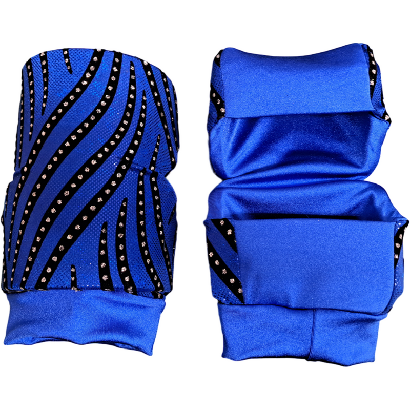 AMA Basic Hologram Spandex with Black Striped Rhinestones Kneepads