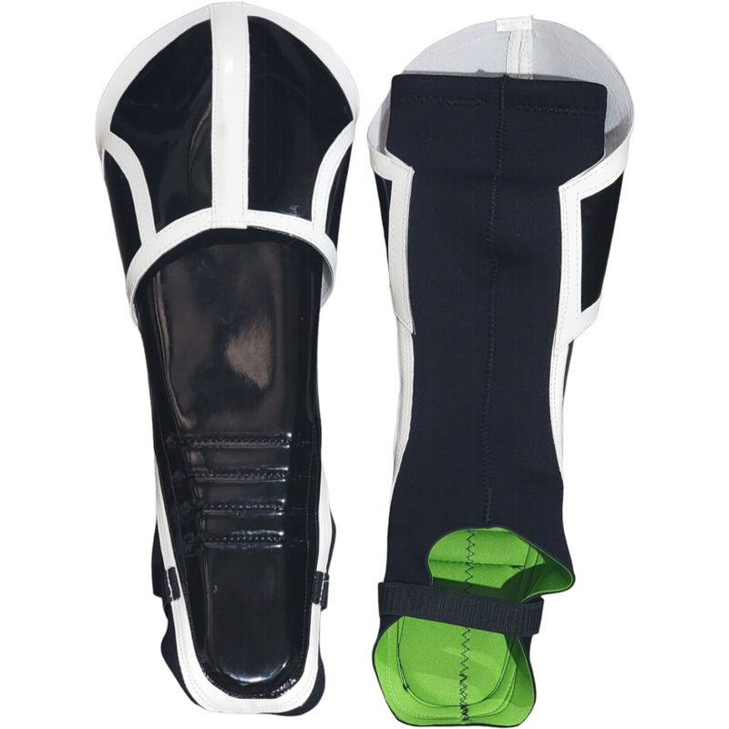 Raised Knee Black Patent trimmed in white patent on black