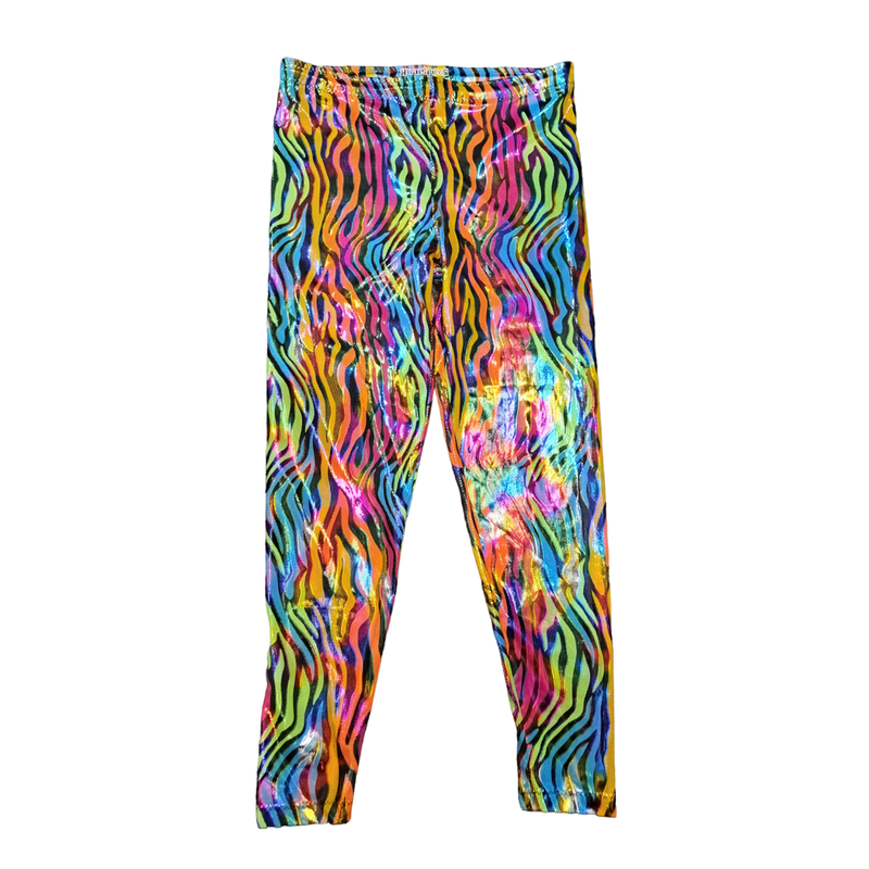 Rainbow Metallic Tiger Stripes Long Tights