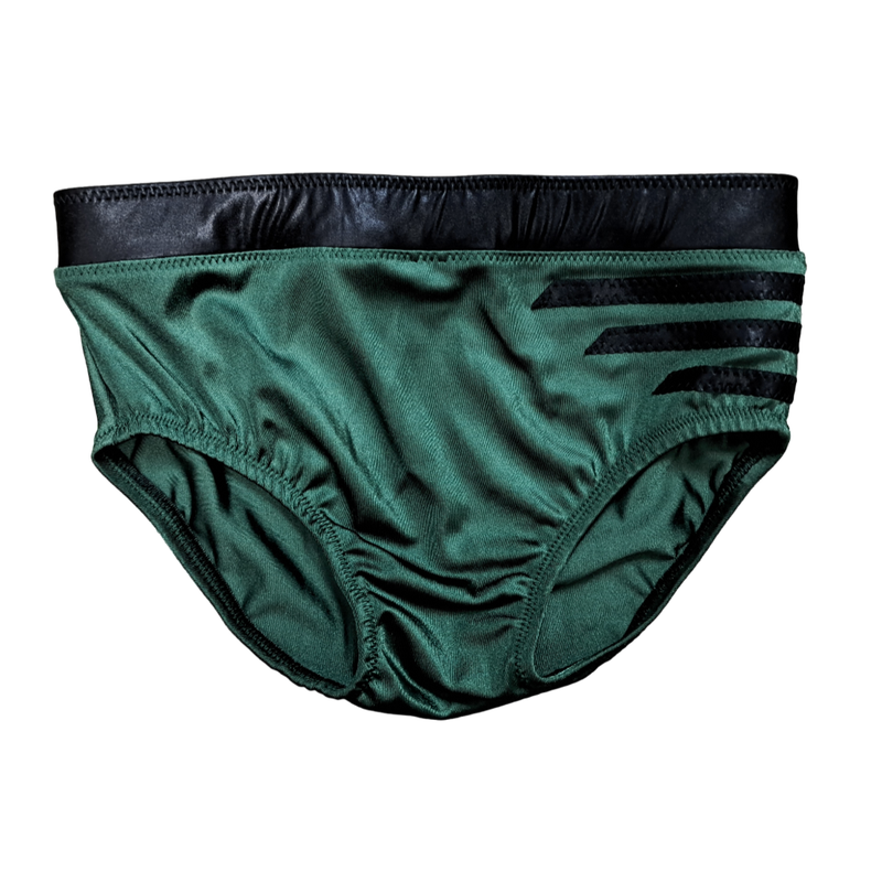 Dark Green w/ Stripes Spandex Trunks
