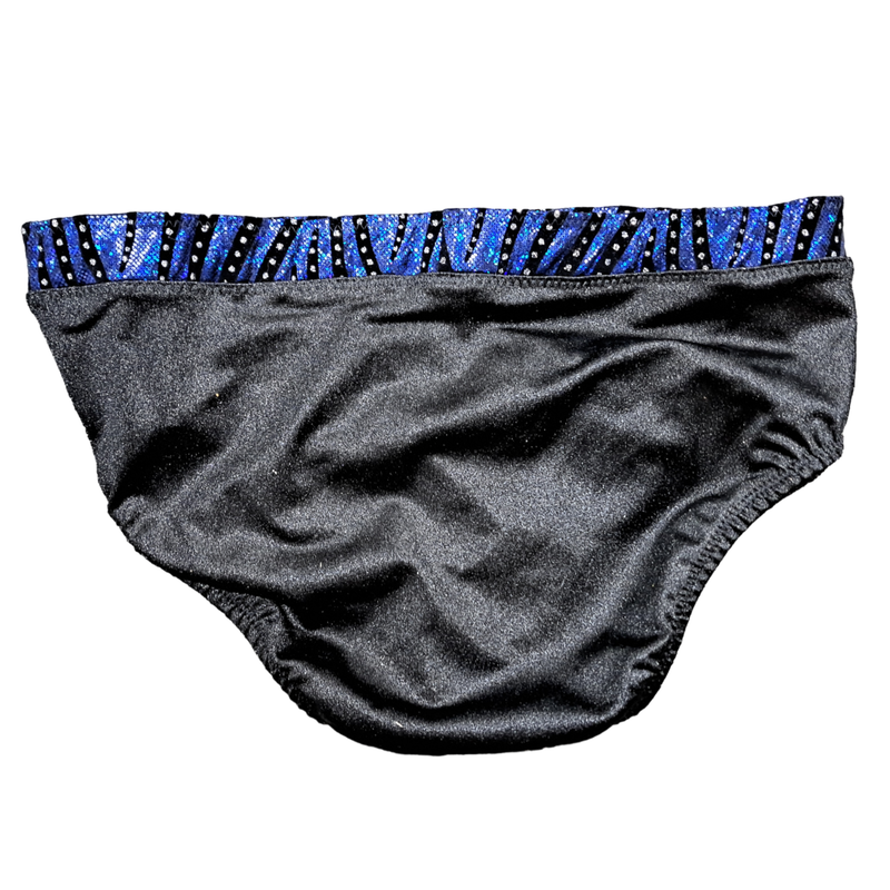 Black trunks w/ Blue & Black Rhinestone Waist band