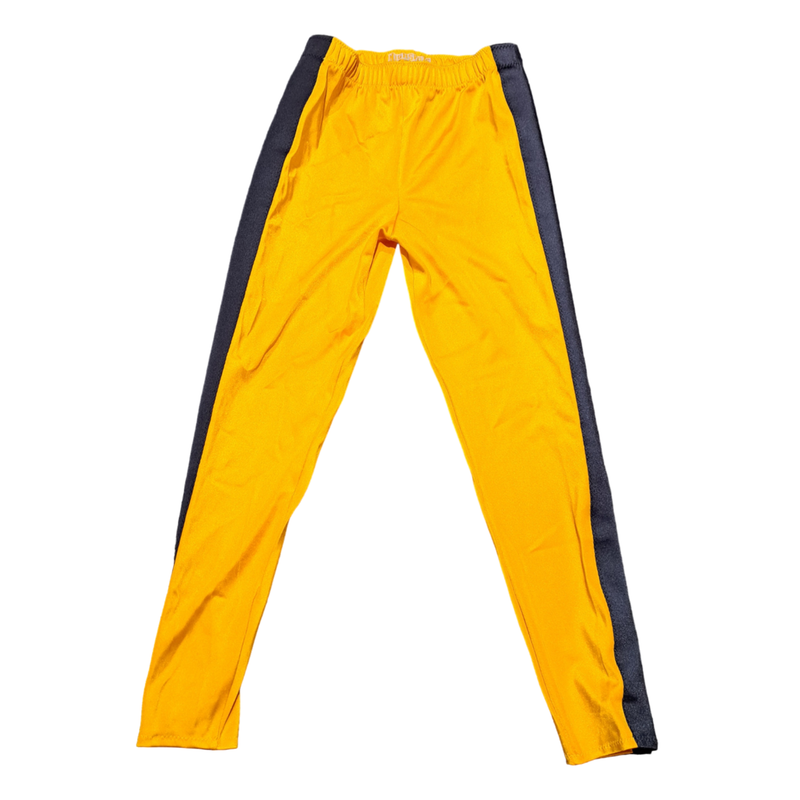 Yellow with Contrasting Charcoal Stripes Long Tights