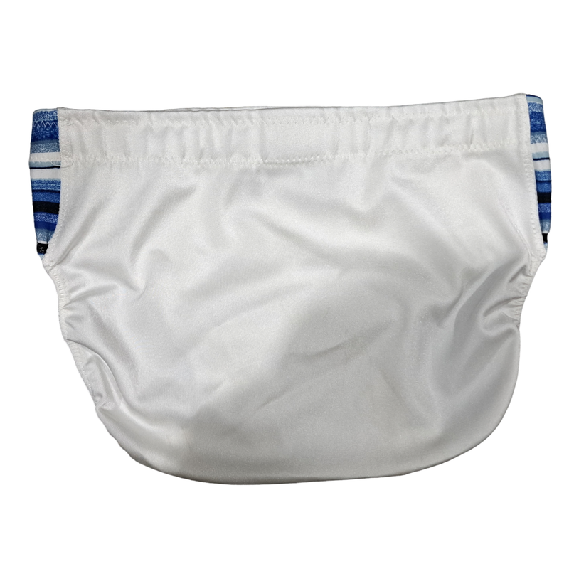 White Spandex w/ Blue white side stripes