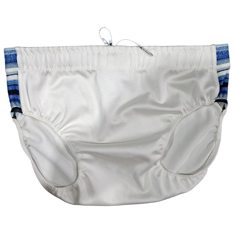 White Spandex w/ Blue white side stripes