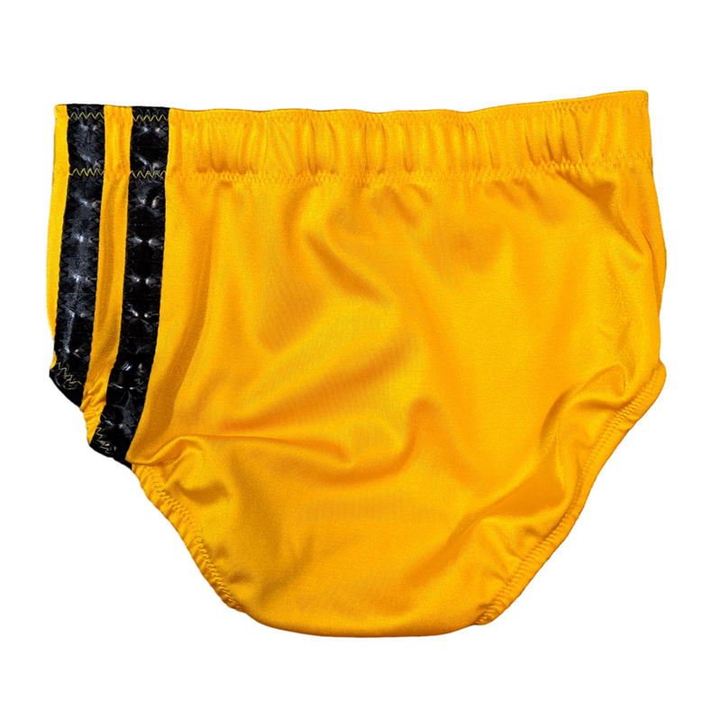 Yellow Spandex w 3d Pleather Stripes