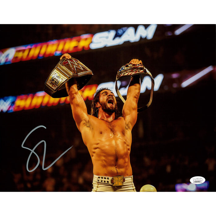 Seth Rollins Double Champ 11x14 Poster AUTOGRAPHED -(JSA)
