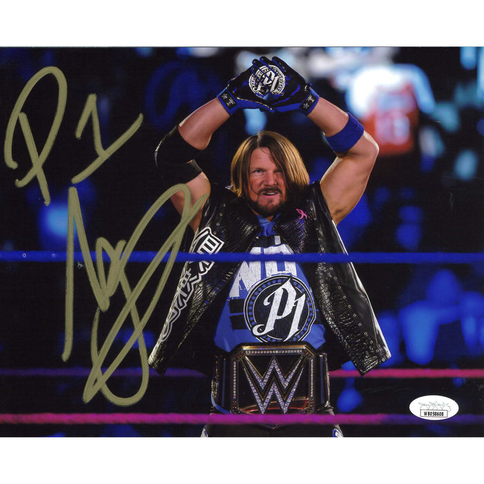 AJ Styles In Ring With Belt 8 x 10 Promo - JSA AUTOGRAPHED