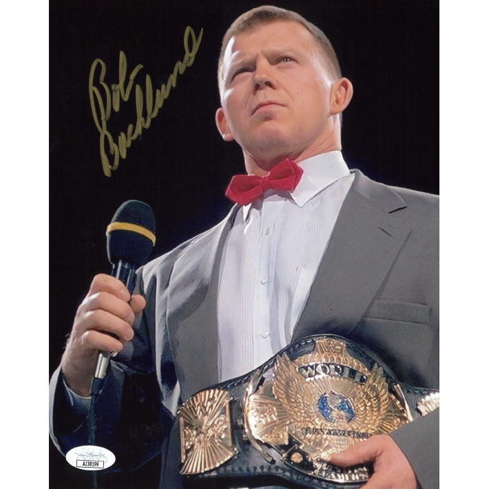 Bob Backlund Bow Tie, Microphone, Belt 8 x 10 Promo - JSA AUTOGRAPHED