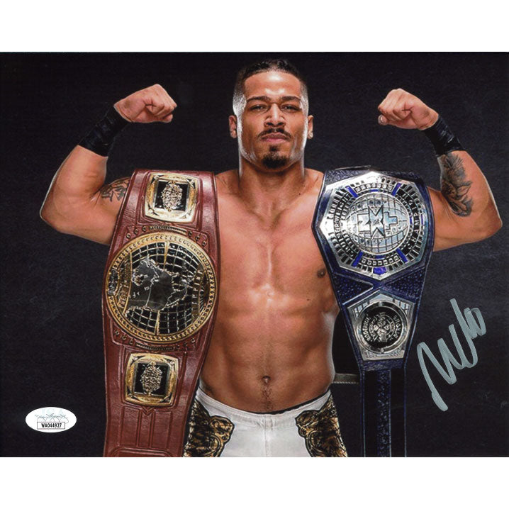 Carmelo Hayes Dual Title Flex 8 x 10 Promo - JSA AUTOGRAPHED