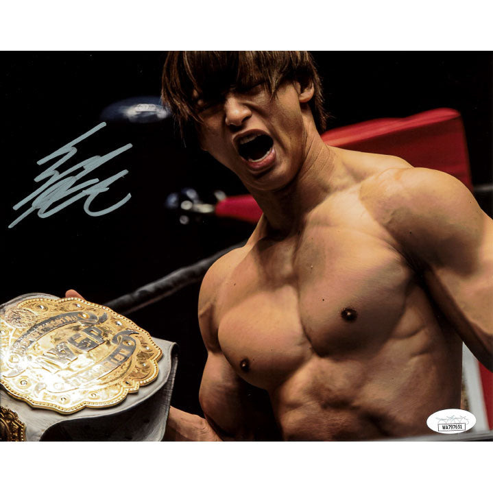 Kota Ibushi Holding IC Title 8 x 10 Promo - JSA AUTOGRAPHED